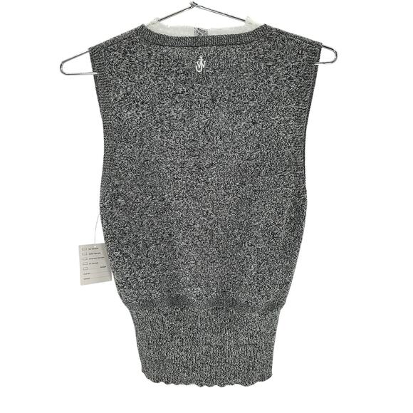 J.W. Anderson Grey Cotton Lace Trim V Neck Vest Size M - Picture 3 of 4